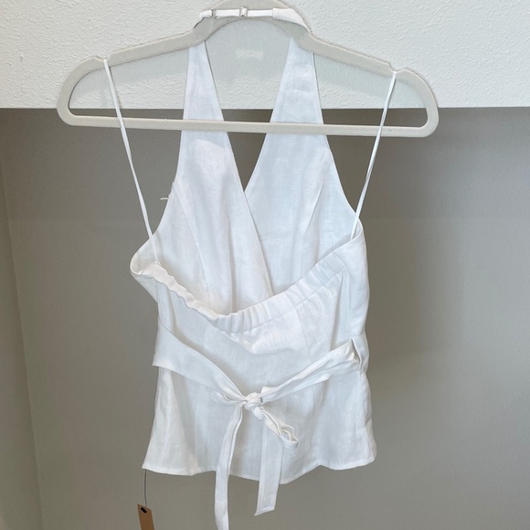 NWT Reformation Raven White Linen Top (Size L) - Picture 7 of 8